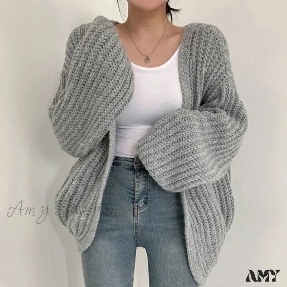 Amy Fashion - Korean Chic Autumn Lazy Style Cardigan