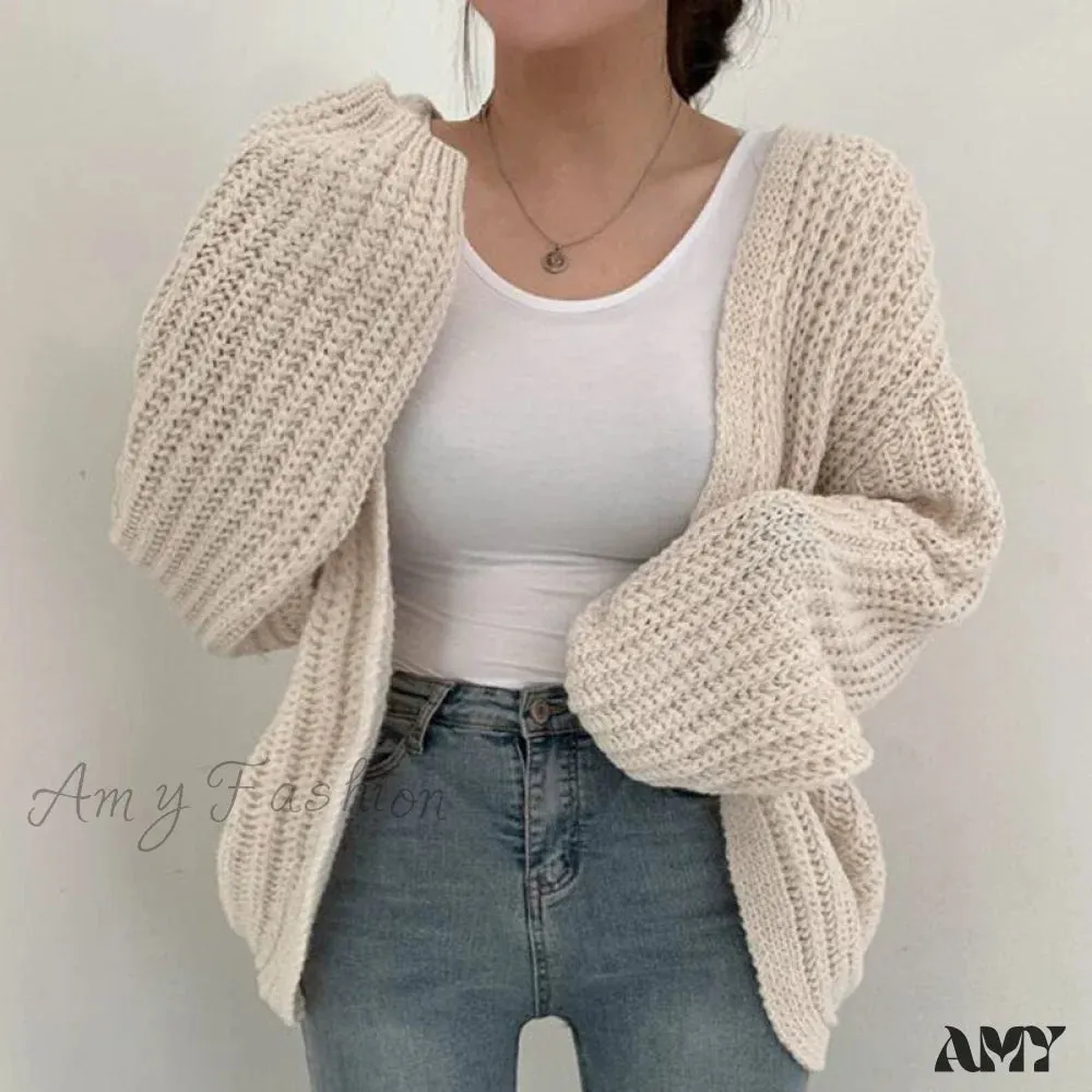 Amy Fashion - Korean Chic Autumn Lazy Style Cardigan