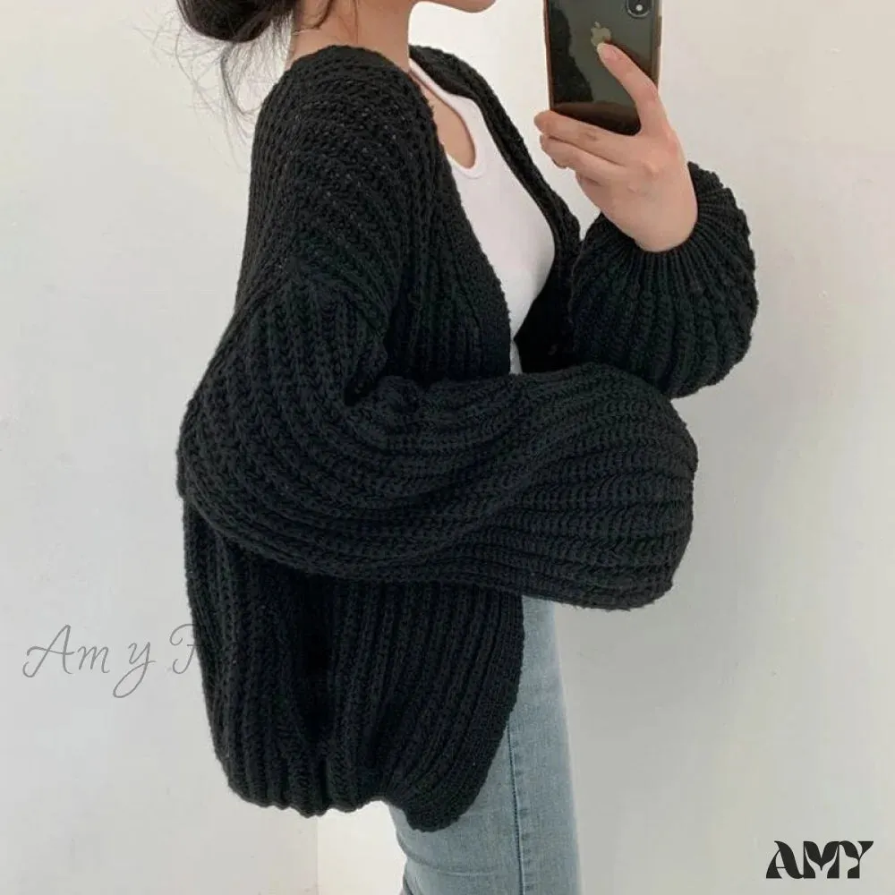 Amy Fashion - Korean Chic Autumn Lazy Style Cardigan