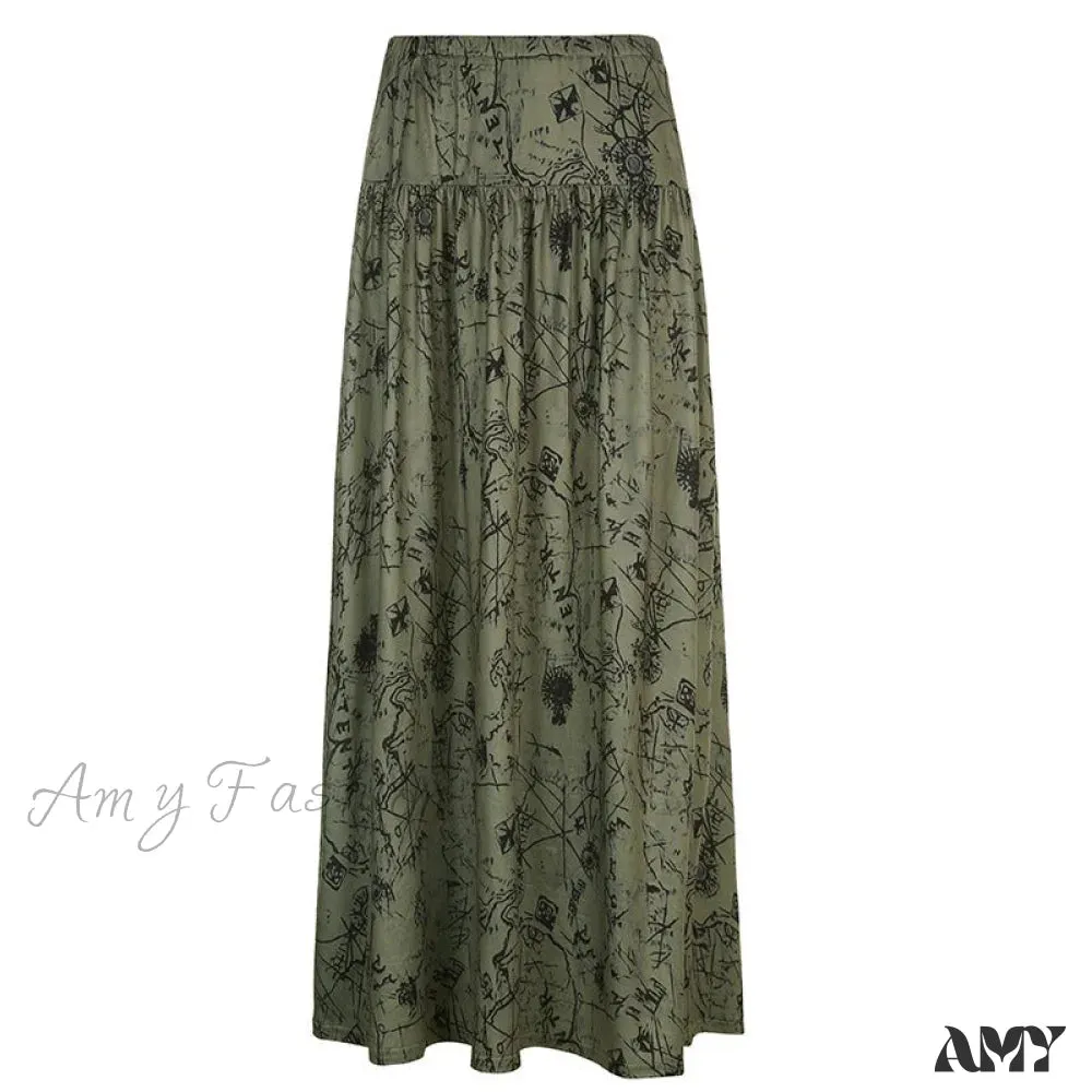 Amy Fashion - Vintage Long Floral Maxi Skirt