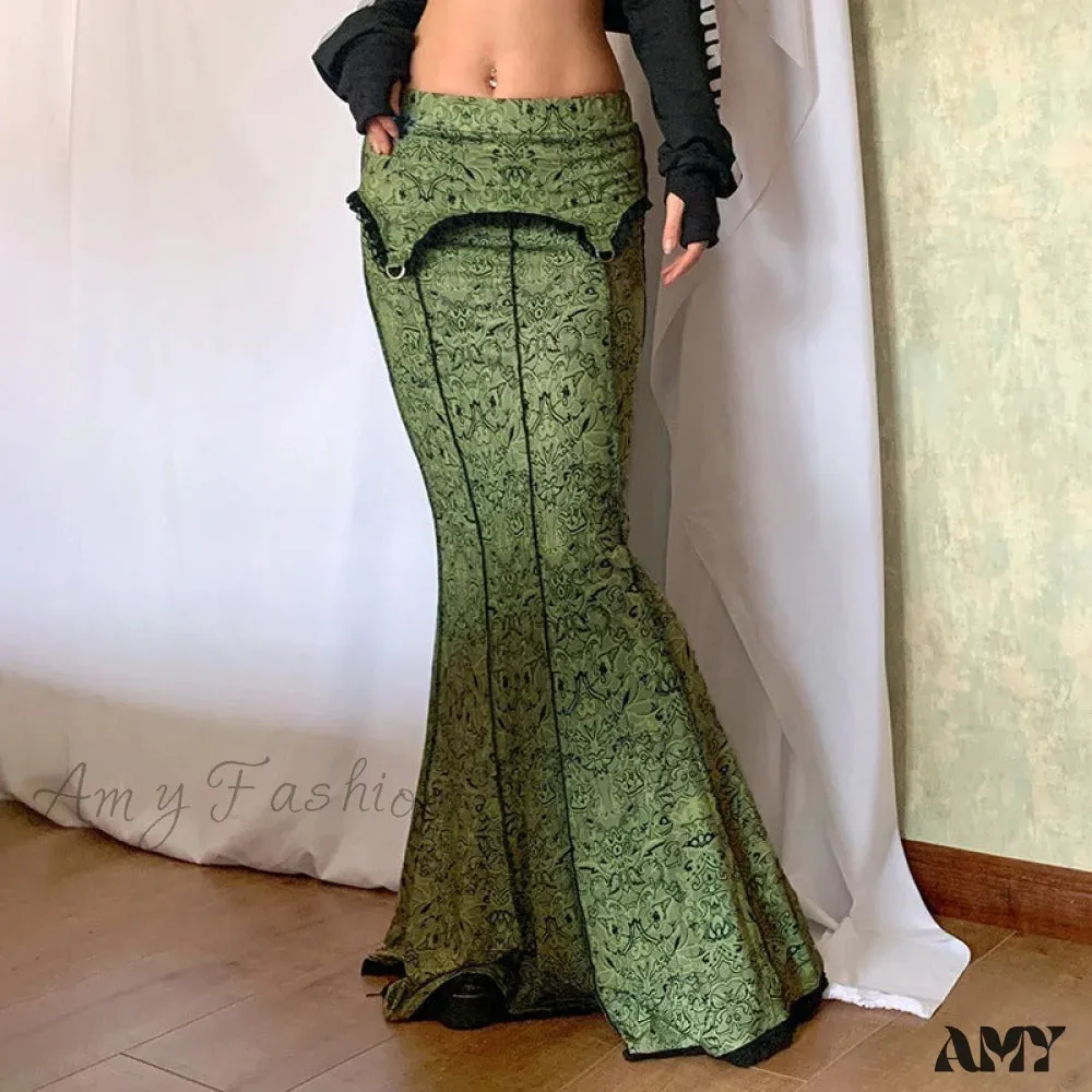 Amy Fashion - Vintage Long Floral Maxi Skirt