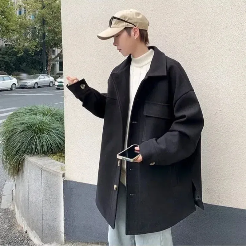 Bonsir Men's Overcoat Jackets Windbreaker Trendy Solid Color Male Coats Cold Cheap Clothes Offer Fast Delvery Harajuku Luxury Designer