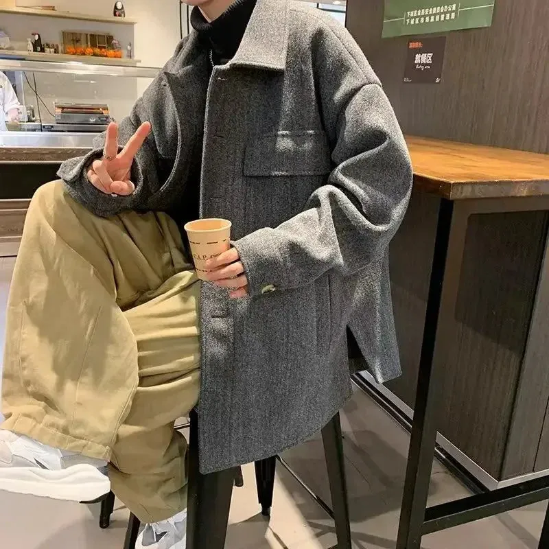 Bonsir Men's Overcoat Jackets Windbreaker Trendy Solid Color Male Coats Cold Cheap Clothes Offer Fast Delvery Harajuku Luxury Designer