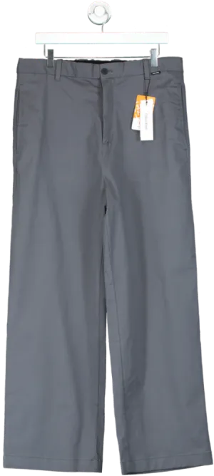 Calvin Klein Grey Relaxed Wide Fit Trousers UK L