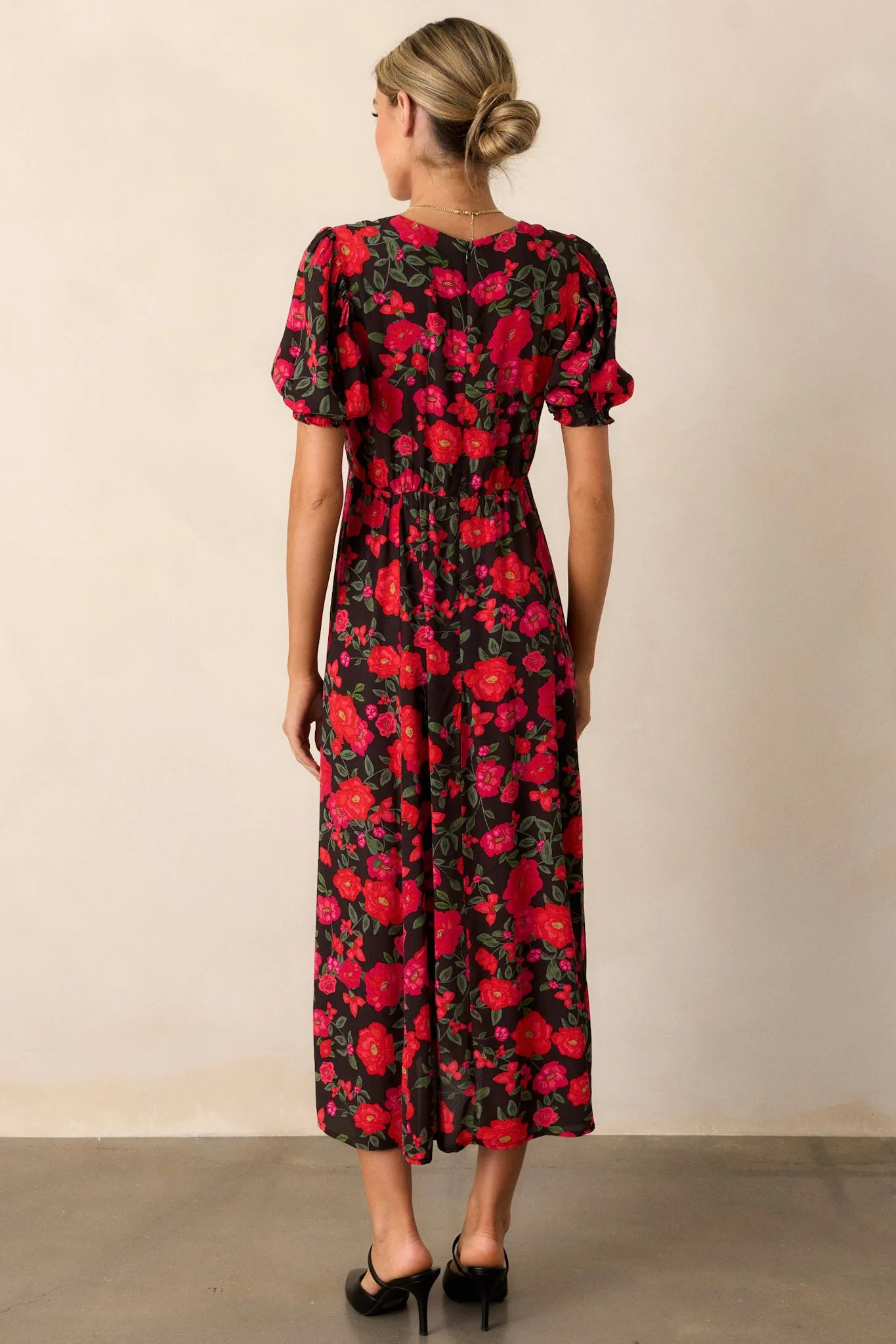 Canyon Echoes Black Floral Multi Midi Dress