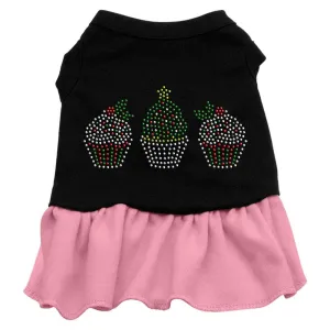 Christmas Cupcakes Rhinestone Dress Black with Pink XXL (18)