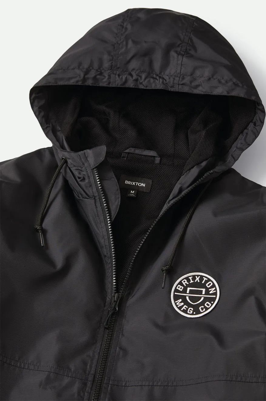 Claxton Crest Lightweight Zip Hood Jacket - Black/Black