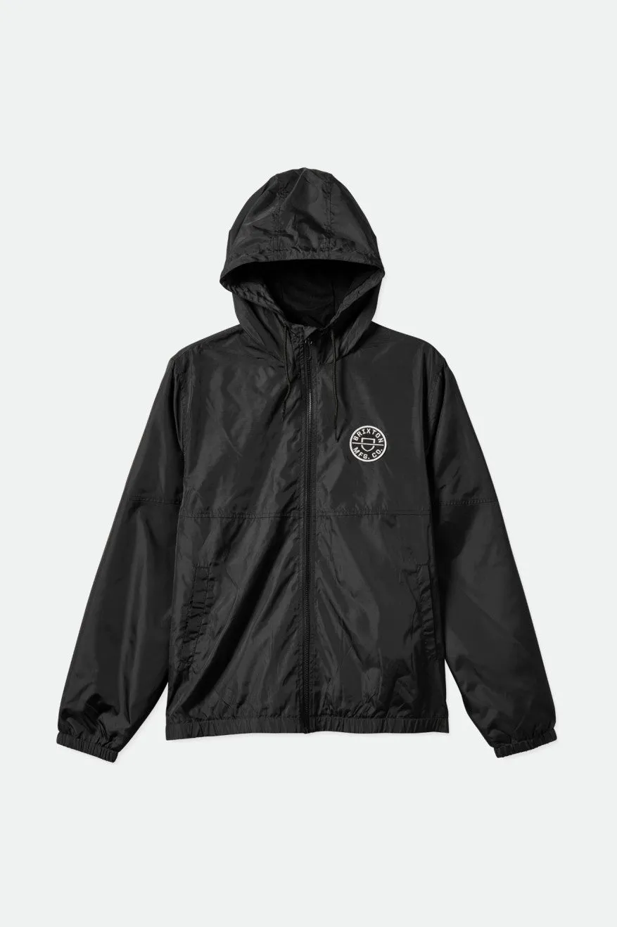 Claxton Crest Lightweight Zip Hood Jacket - Black/Black