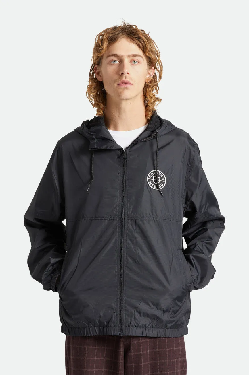 Claxton Crest Lightweight Zip Hood Jacket - Black/Black