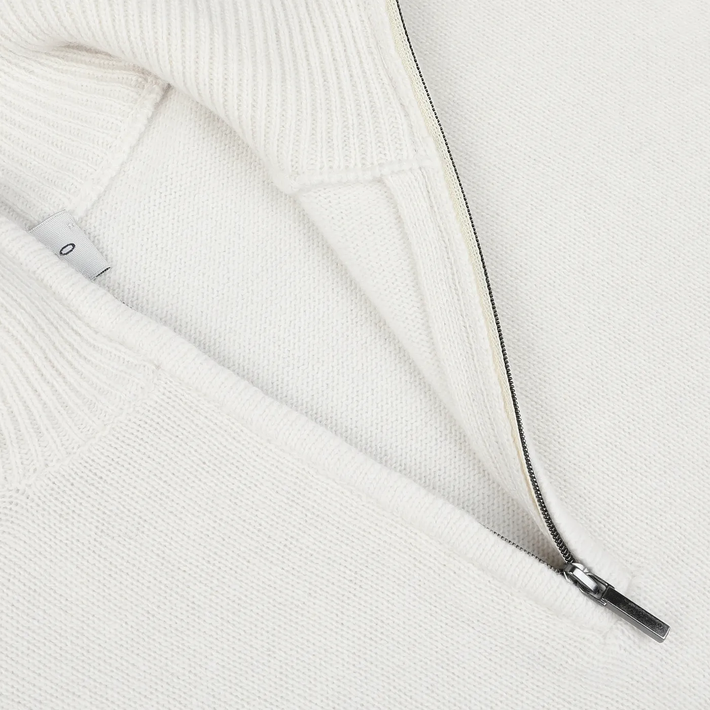 Cream Wool Cashmere Quarter Zip