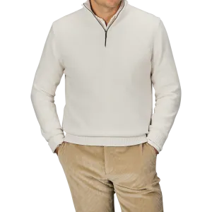 Cream Wool Cashmere Quarter Zip