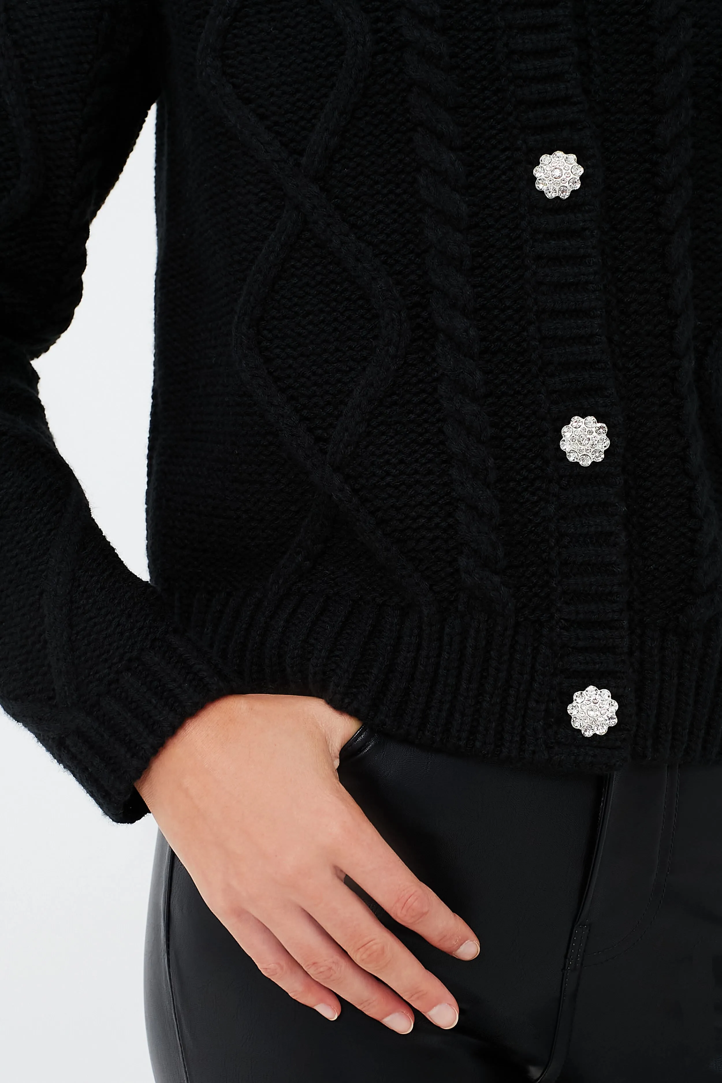 Crystal Button Victoria Long Sleeve Cardigan