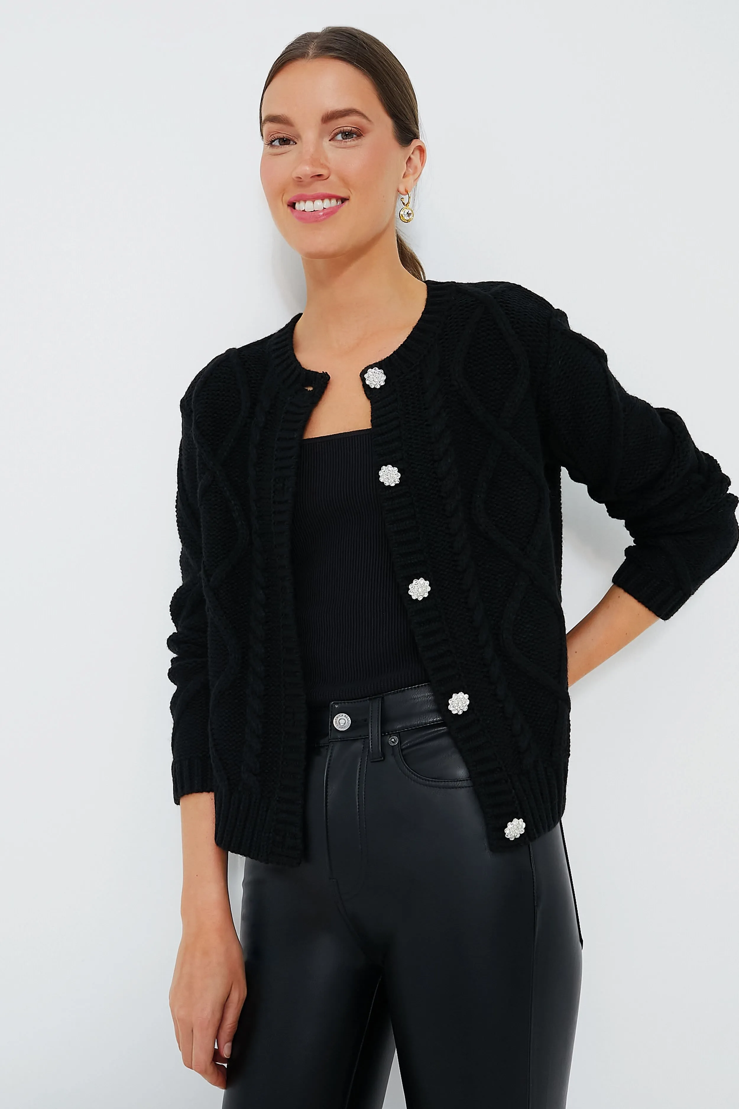 Crystal Button Victoria Long Sleeve Cardigan