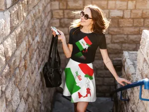 Elegant Italia - Italy Flag And Map White Flare Skirt