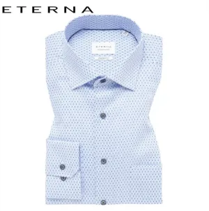 Eterna X-Tall Diamond Print Blue Shirt Blue