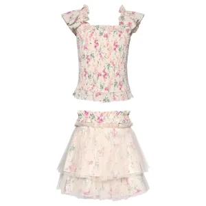 FLORAL SMOCKED TOP AND TUTU SKIRT SET