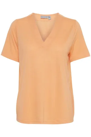 Fransa V Neck Top Apricot