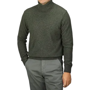 Green Melange Heavy Wool Cashmere Rollneck