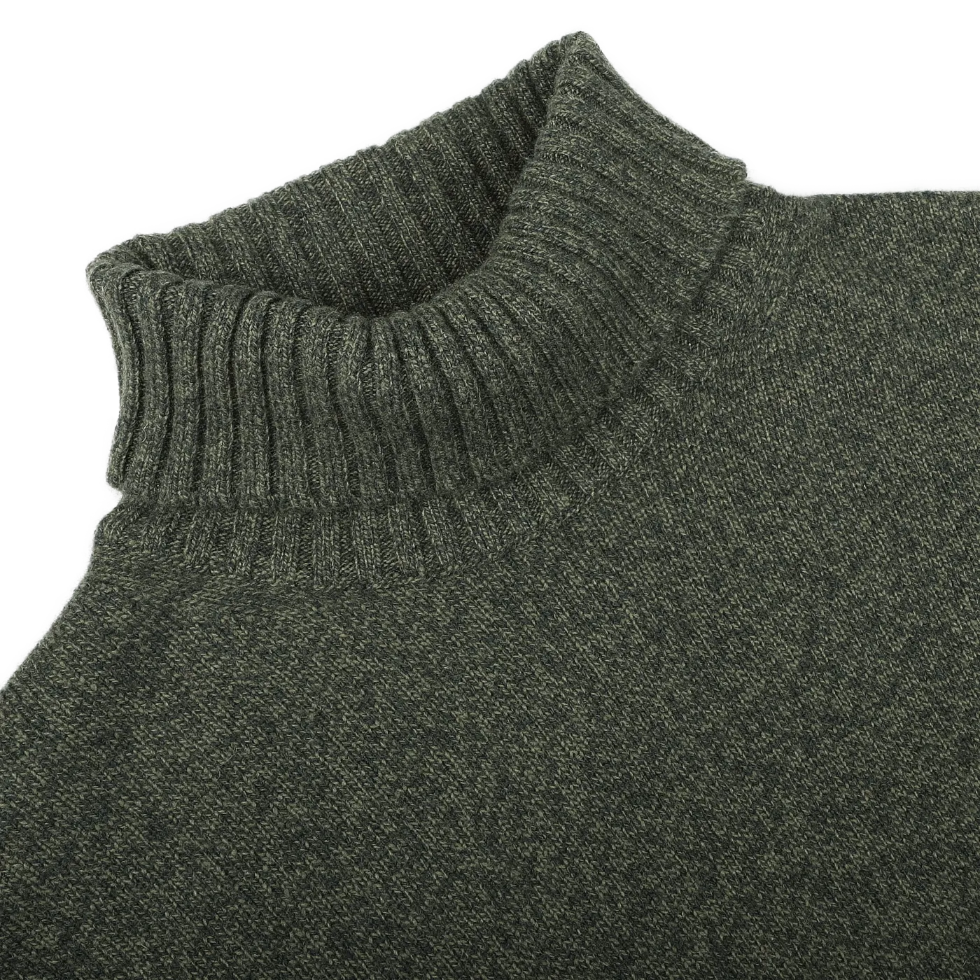 Green Melange Heavy Wool Cashmere Rollneck