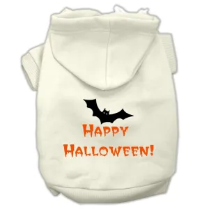 Happy Halloween Screen Print Pet Hoodies Cream Size XS (8)