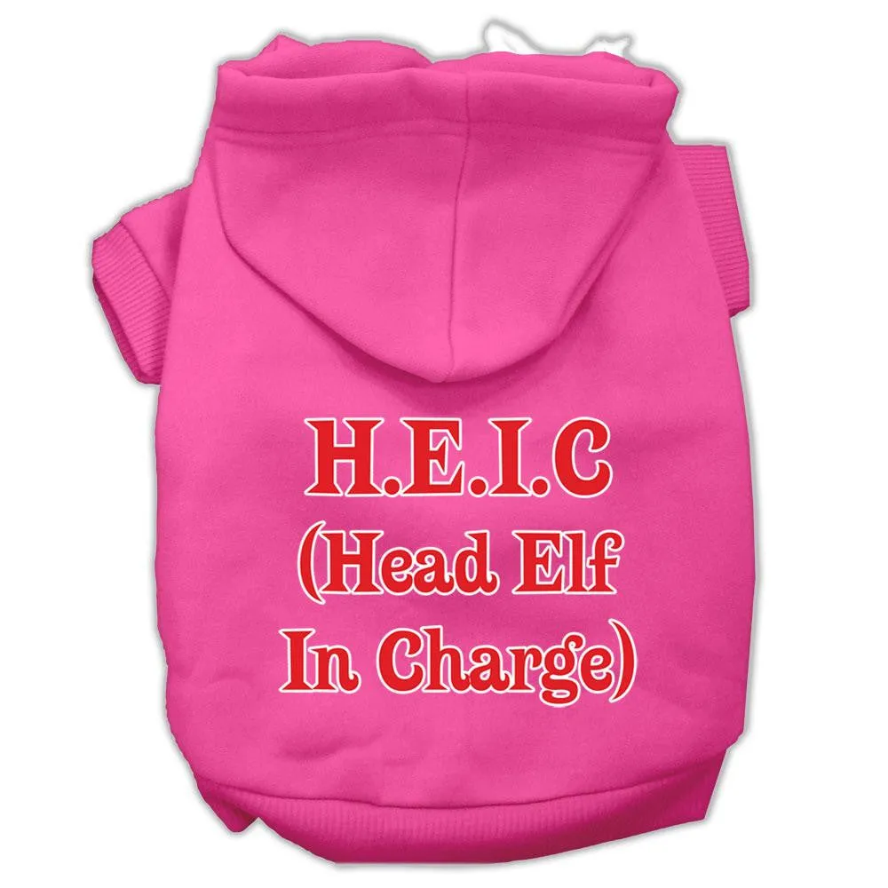 Head Elf In Charge Screen Print Pet Hoodies Bright Pink Size XXXL (20)