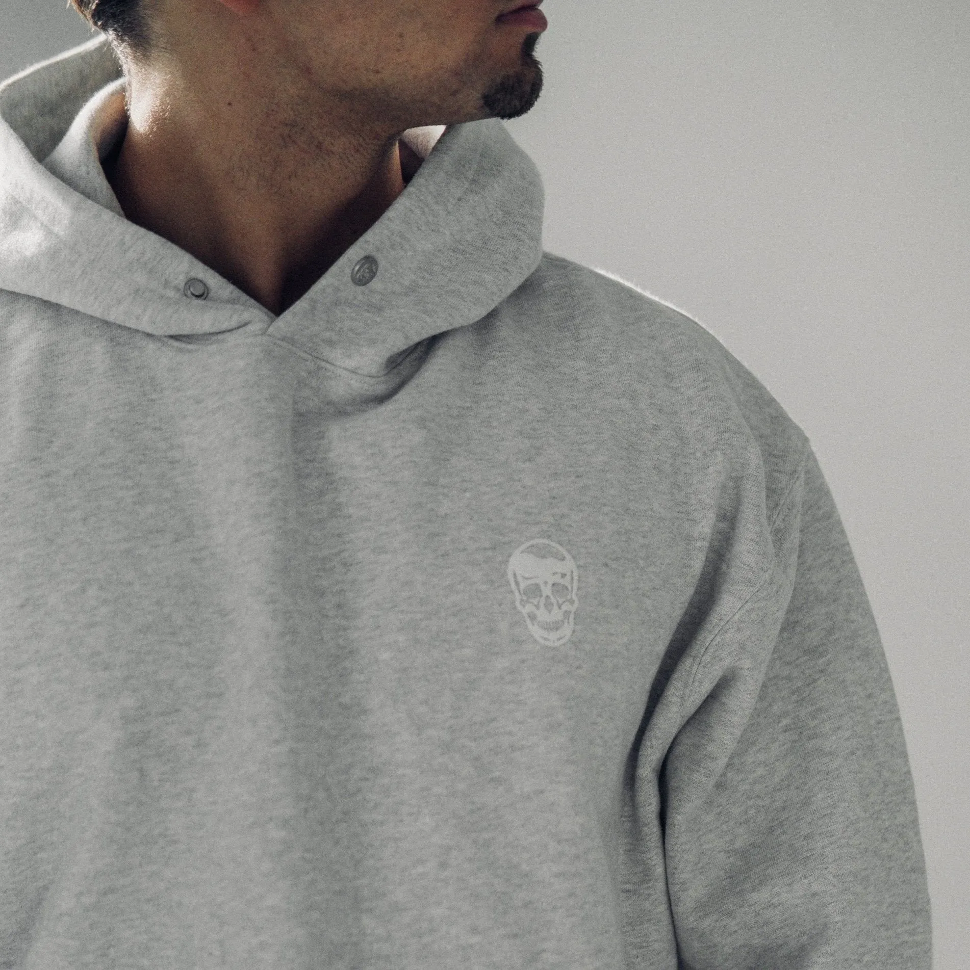 Heavyweight Core Skull Hoodie - Light Heather Gray