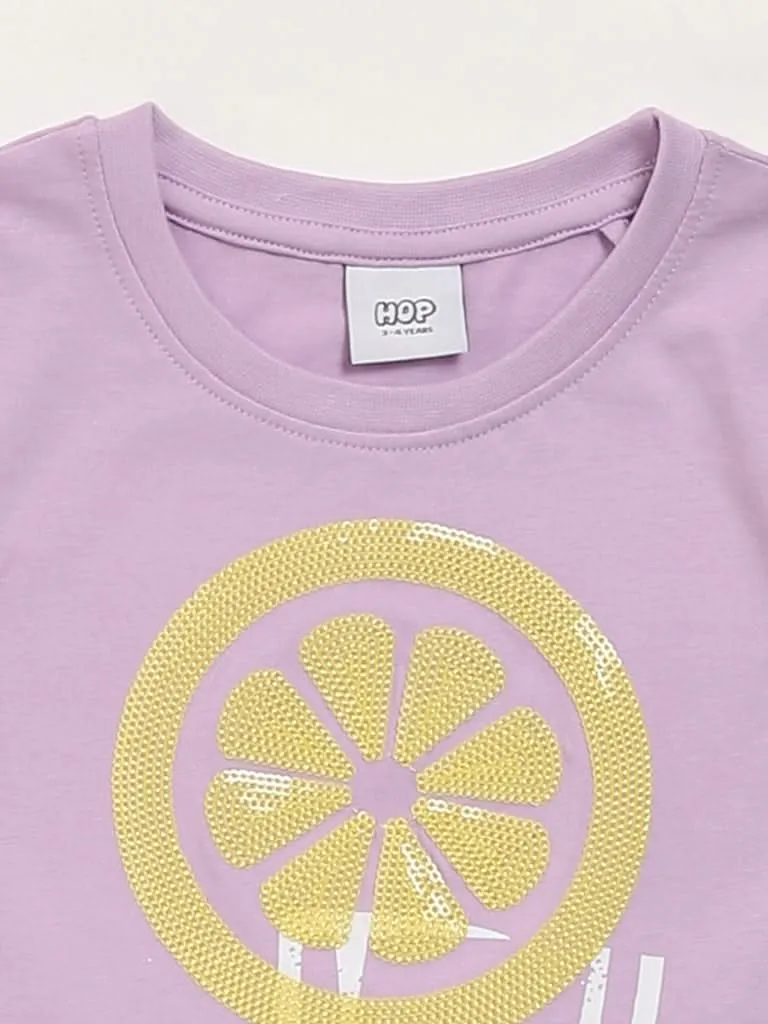 HOP Kids Lilac Embroidered T-Shirt