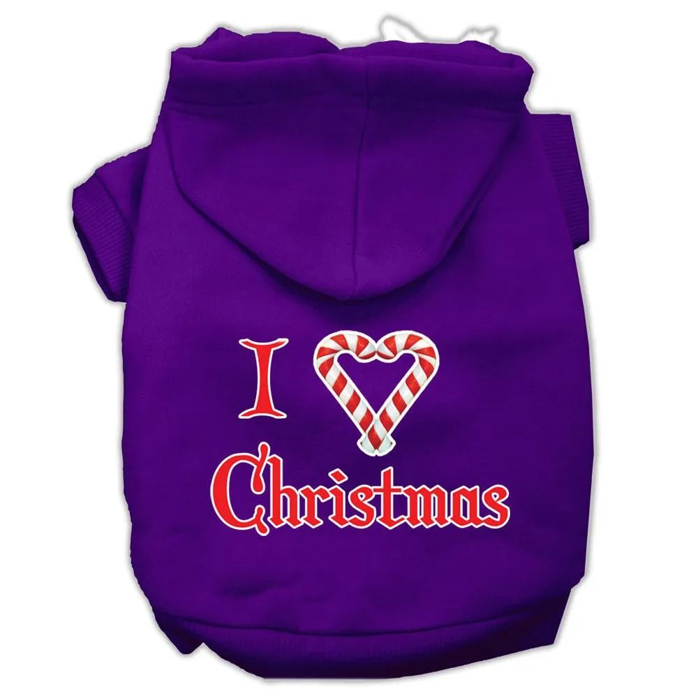 I Heart Christmas Screen Print Pet Hoodies Purple Size Med (12)