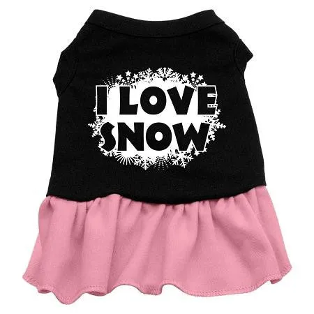 I Love Snow Screen Print Dress Black with Pink XXXL (20)