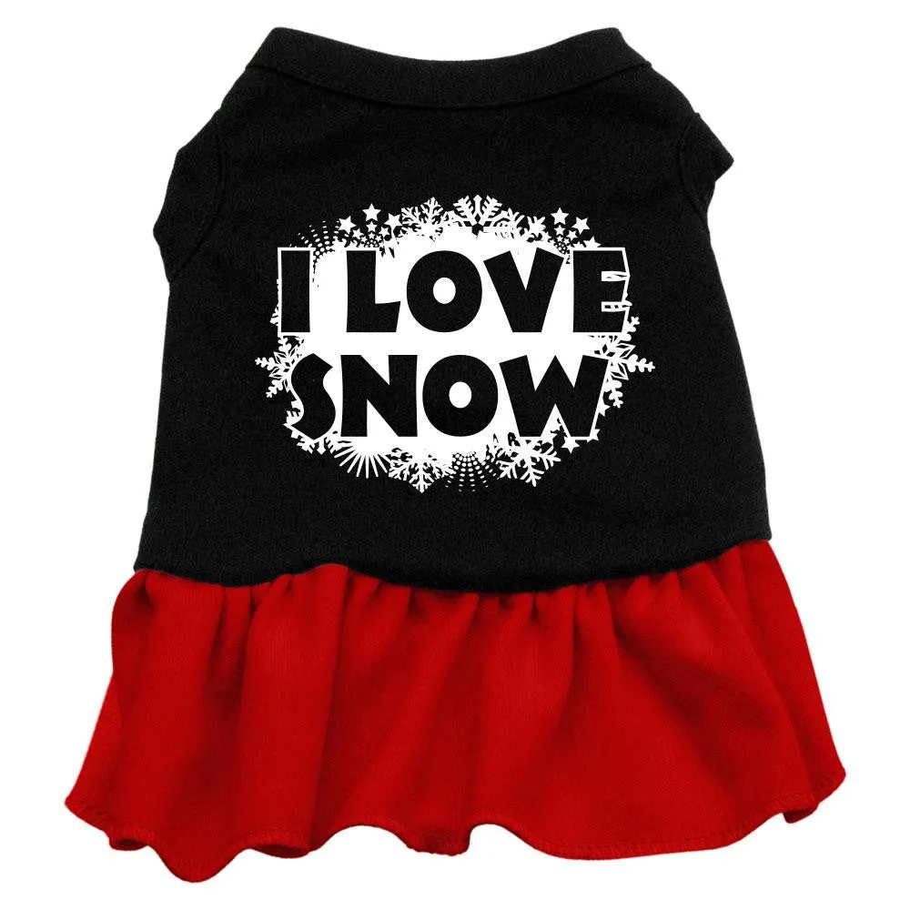 I Love Snow Screen Print Dress Black with Red Lg (14)