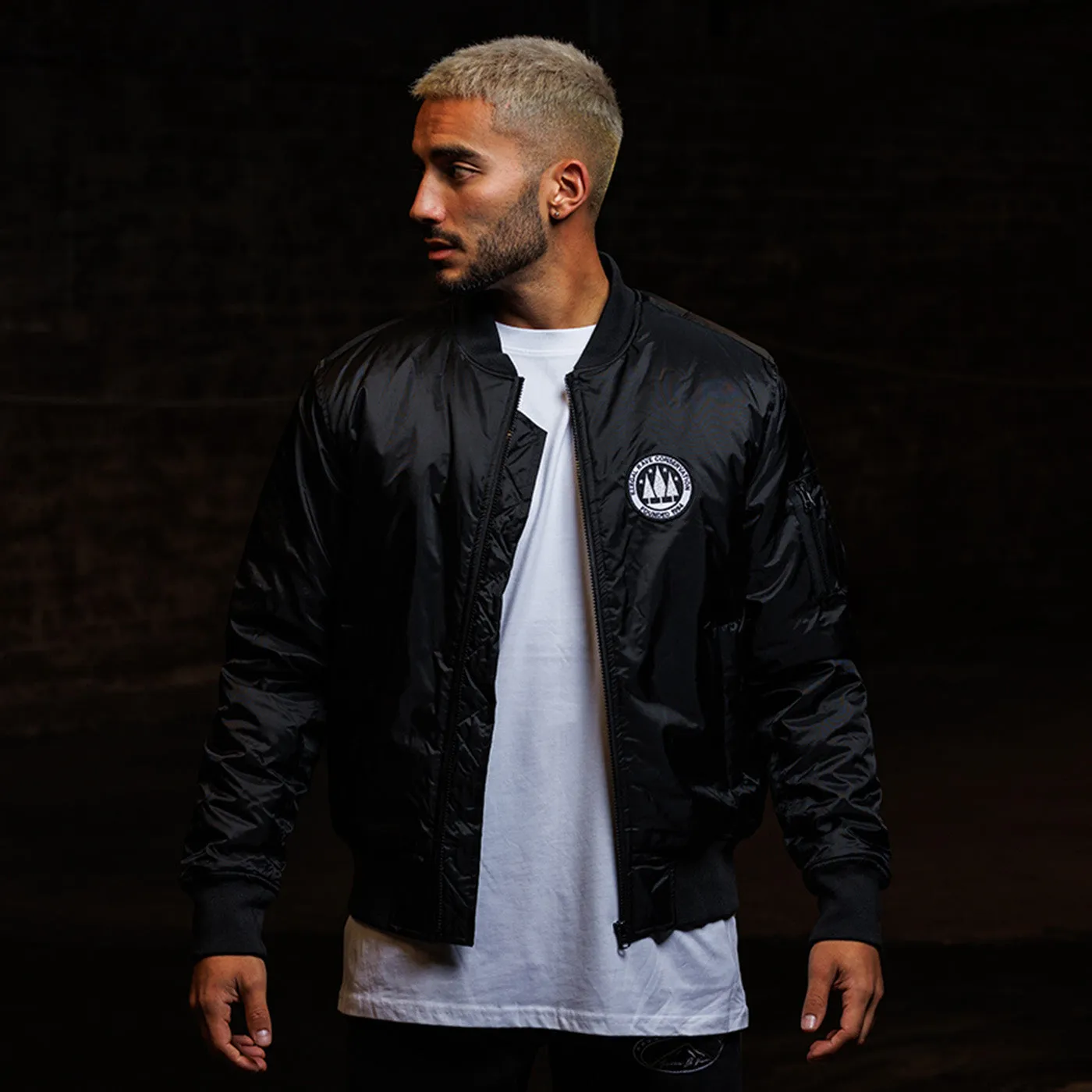 Illegal Rave - Padded Bomber Jacket - Black