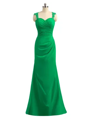 Lace Appliqued Strap Sheath Open Back Dress Emerald Plus Size