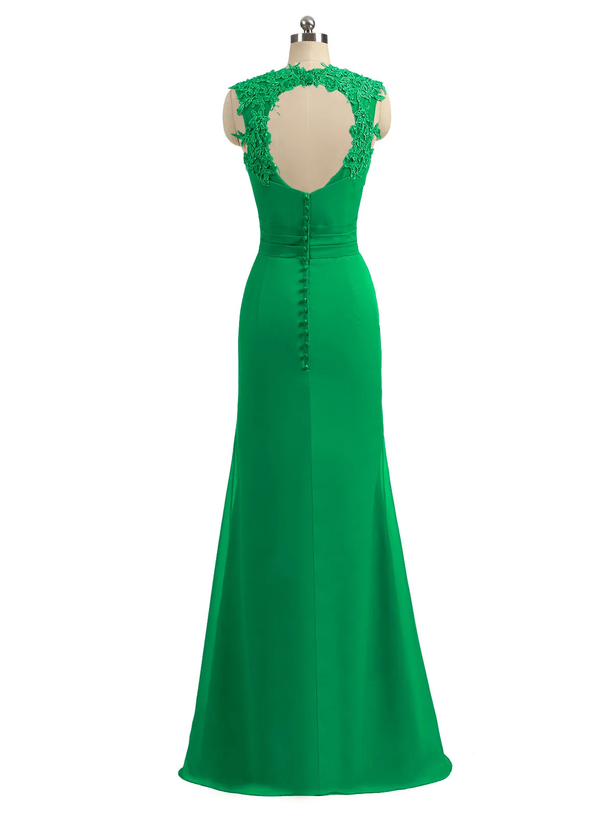 Lace Appliqued Strap Sheath Open Back Dress Emerald Plus Size