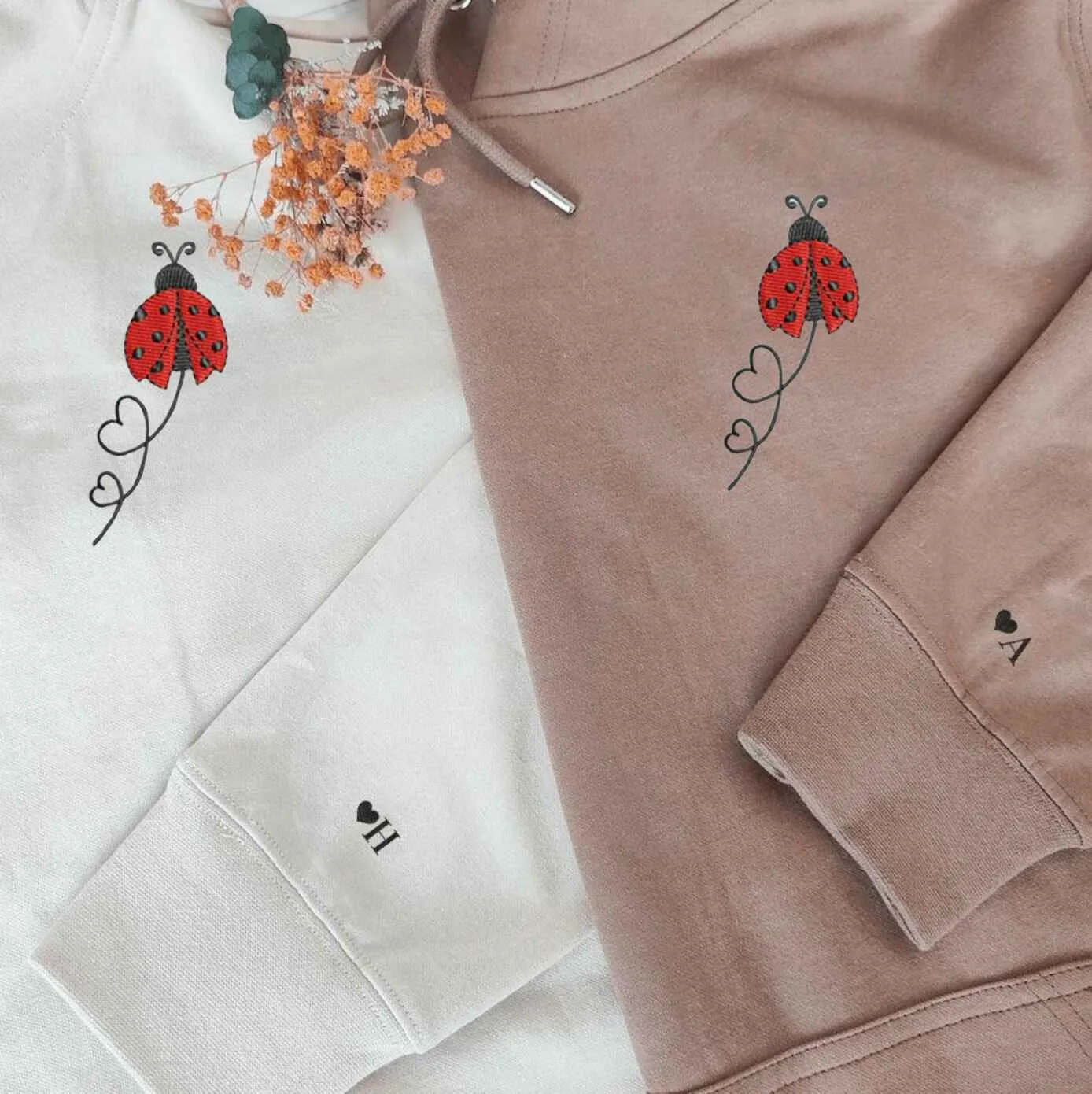 Ladybug Couple Sweatshirts - Custom Embroidered Matching Couple Hoodies