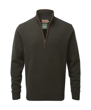 Lambswool Aerobloc Quarter Zip Jumper - Loden Green