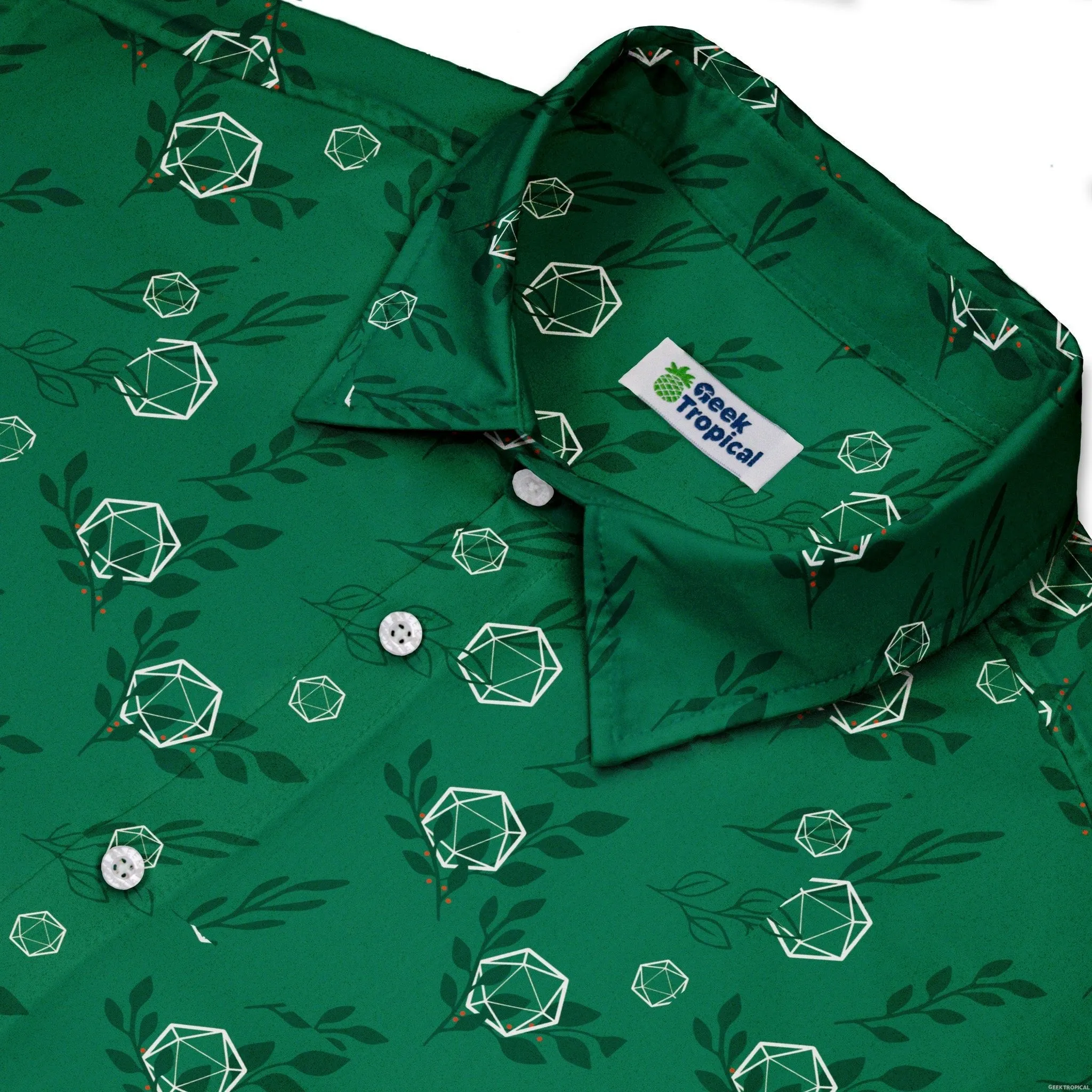 Leafy Green Dice Button Up Shirt