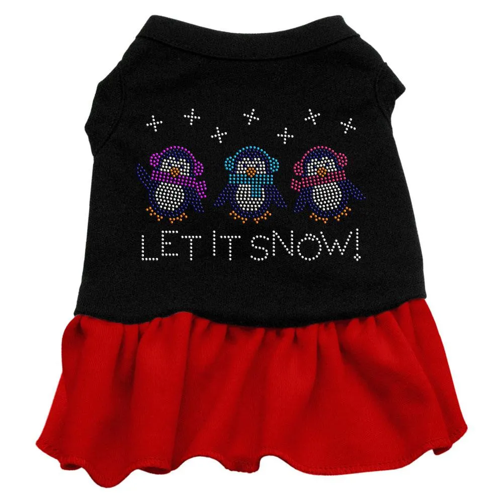 Let it Snow Penguins Rhinestone Dress Black with Red XL (16)