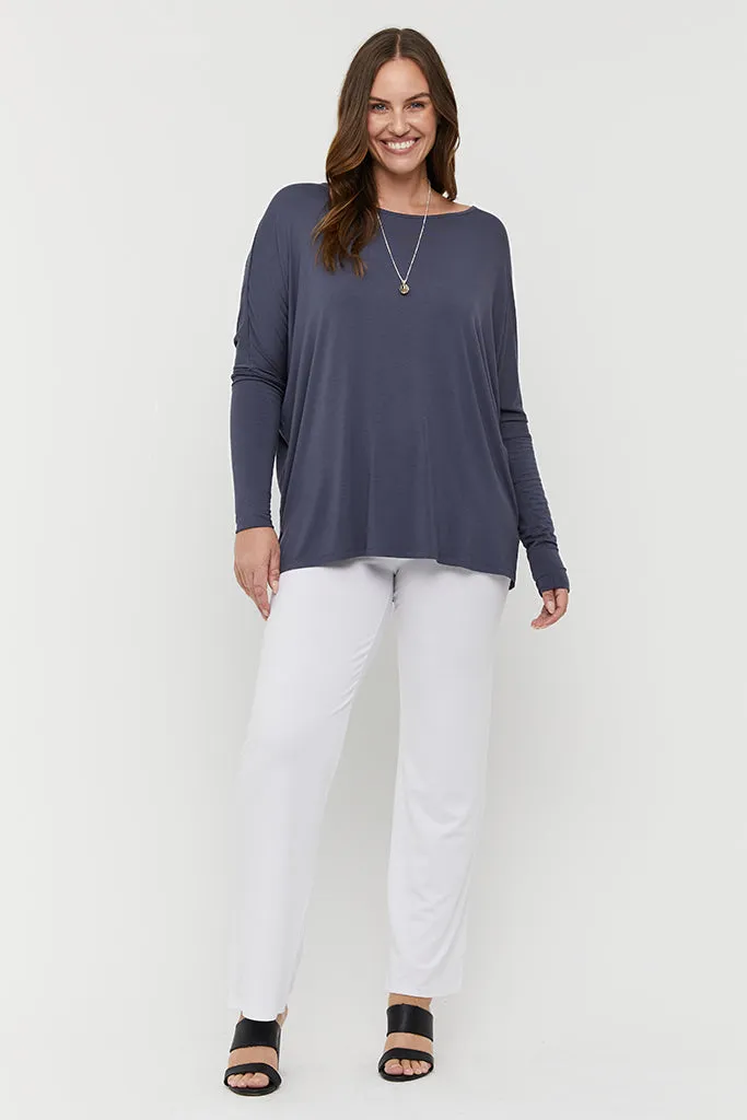 Liv Long Sleeve Slouch Top - Storm