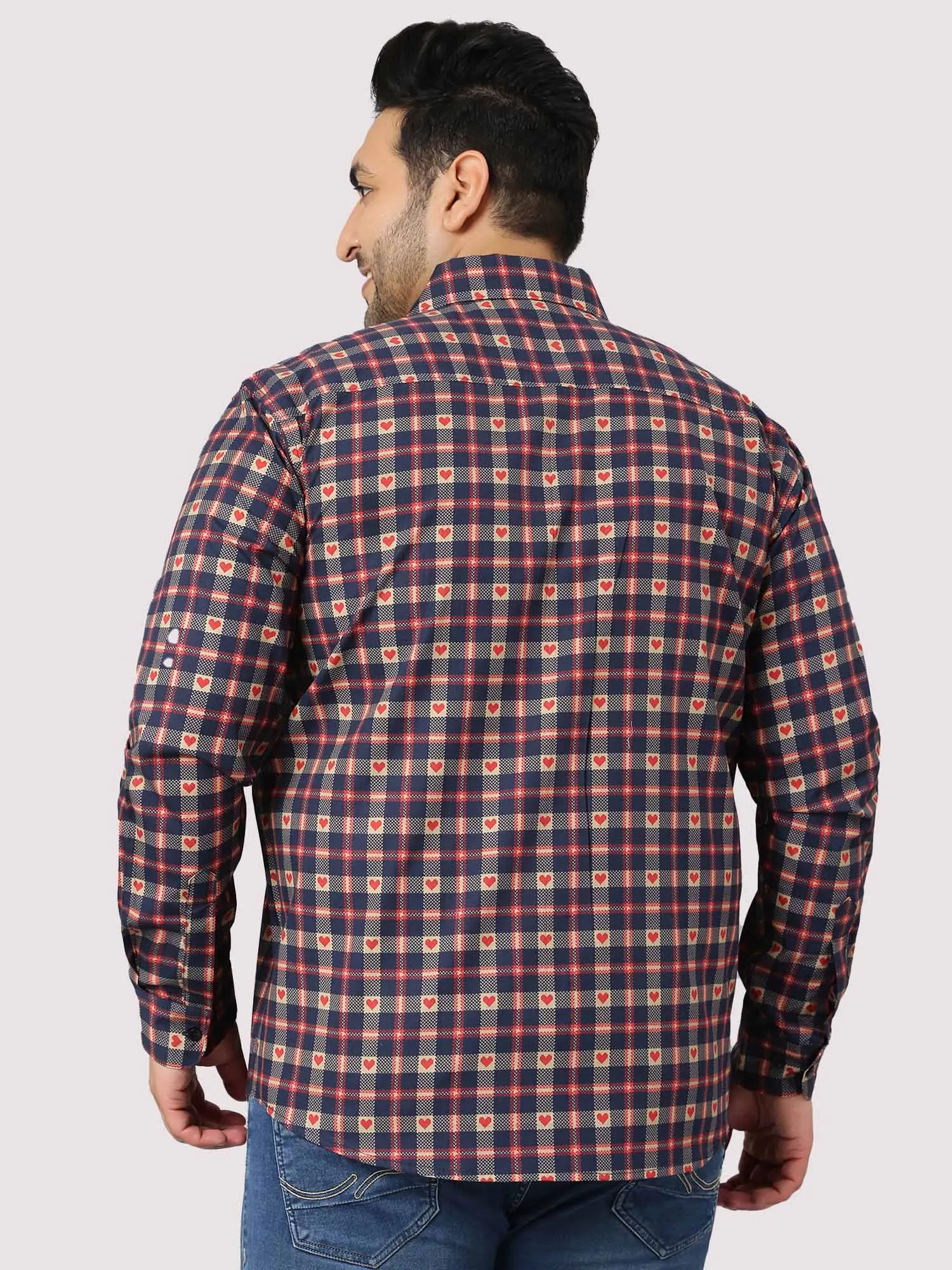 Maroon With Heart Checks Men's Plus Size