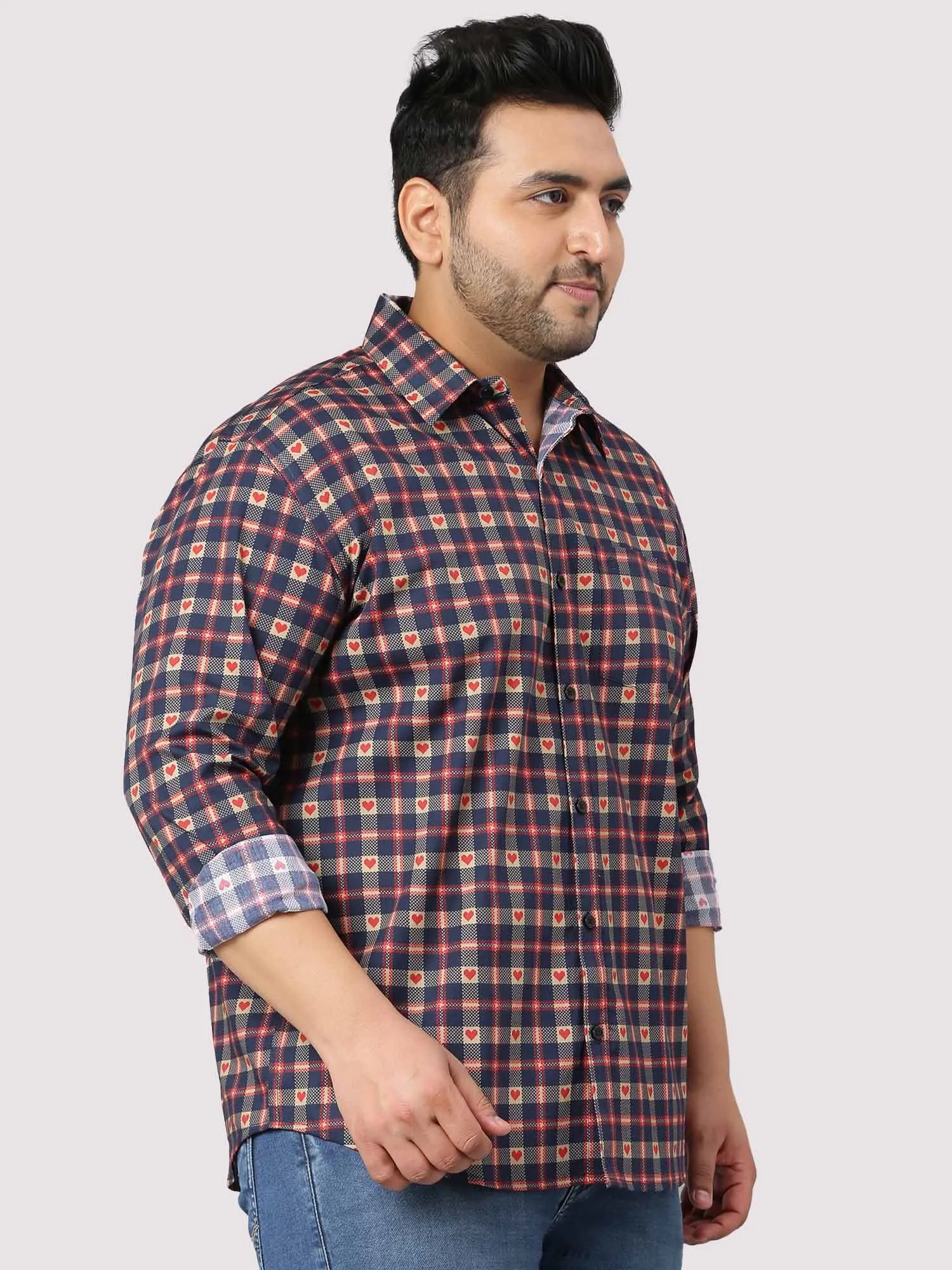 Maroon With Heart Checks Men's Plus Size