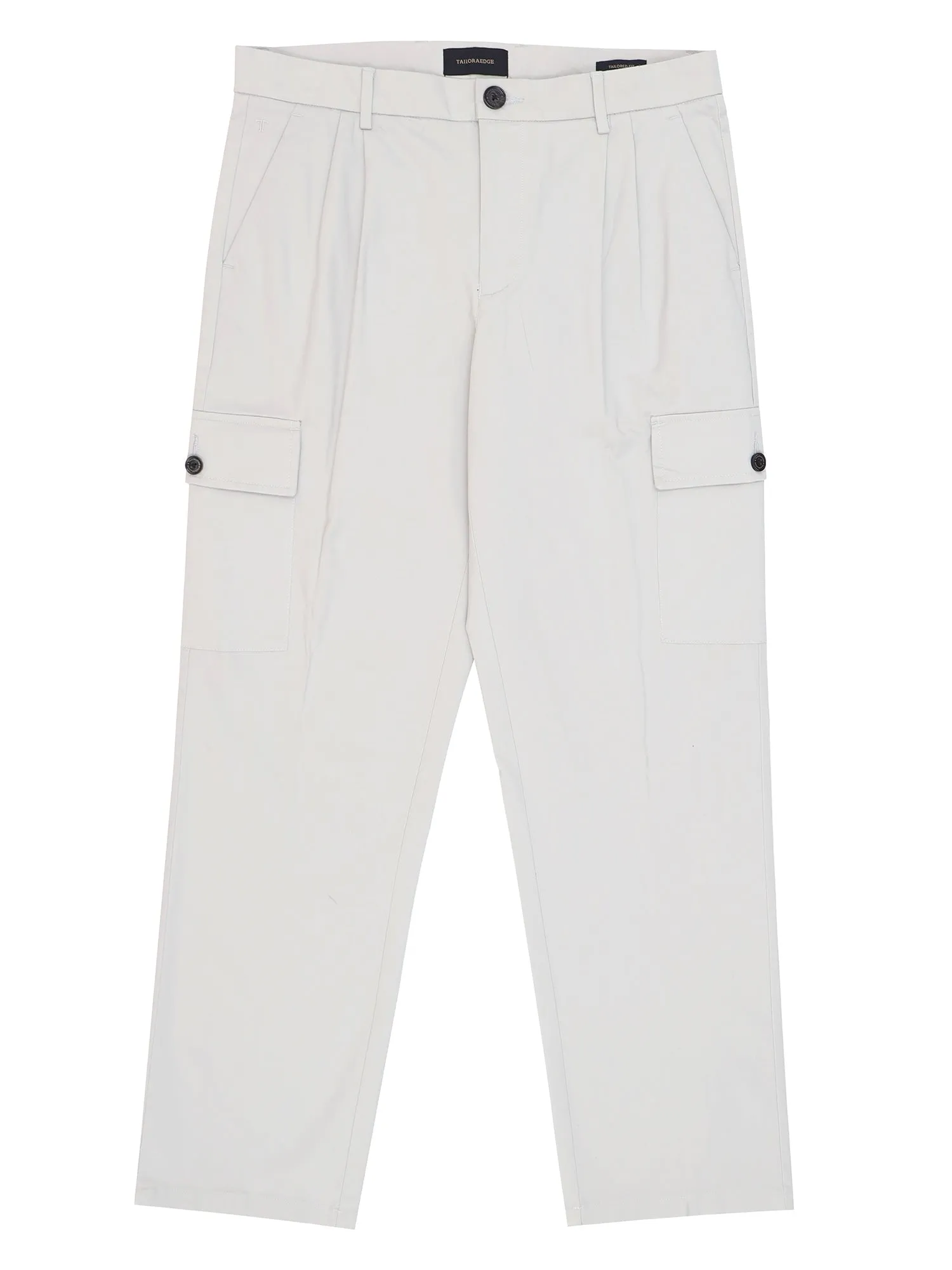 Milano Double Pleated Powder White Relaxed Cargo