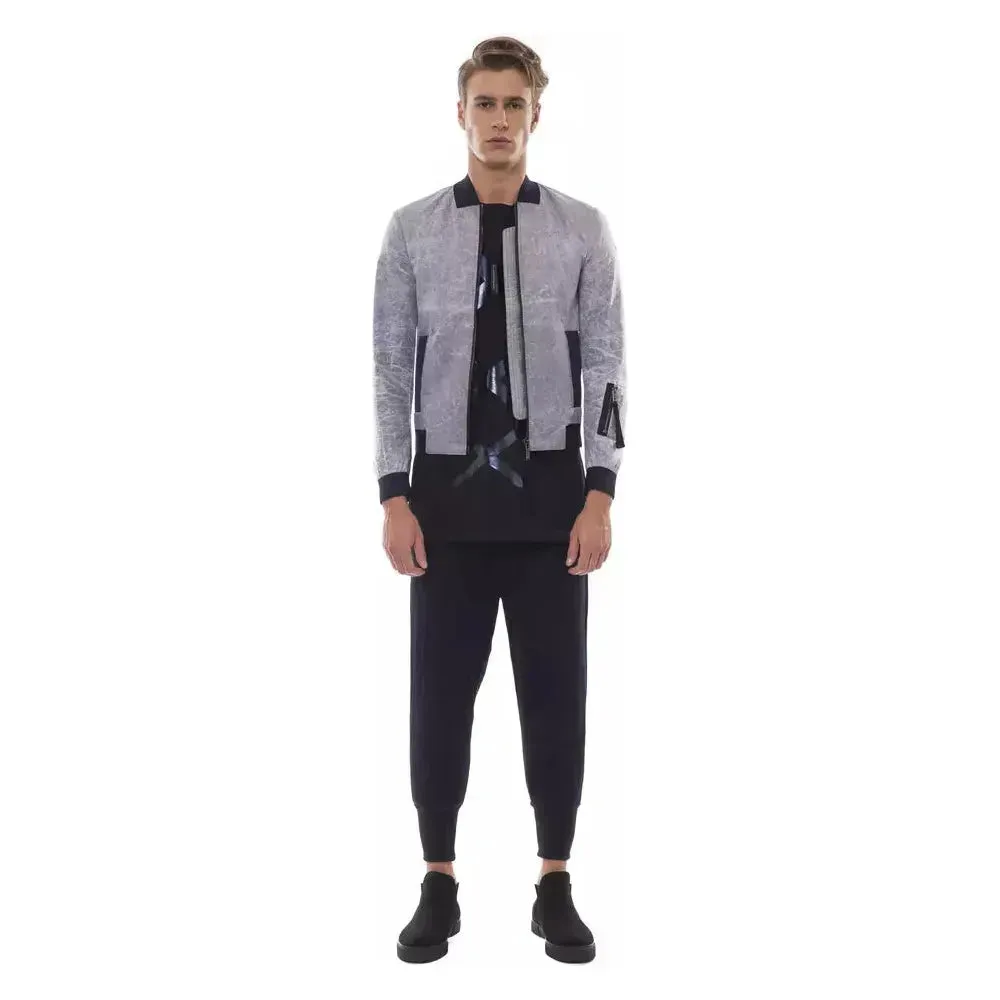 Nicolo Tonetto Gray Polyester Men Bomber Jacket