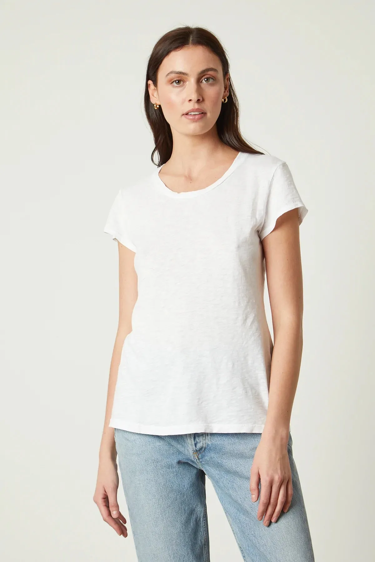 ODELIA Slub Short Sleeve Crew Tee in White