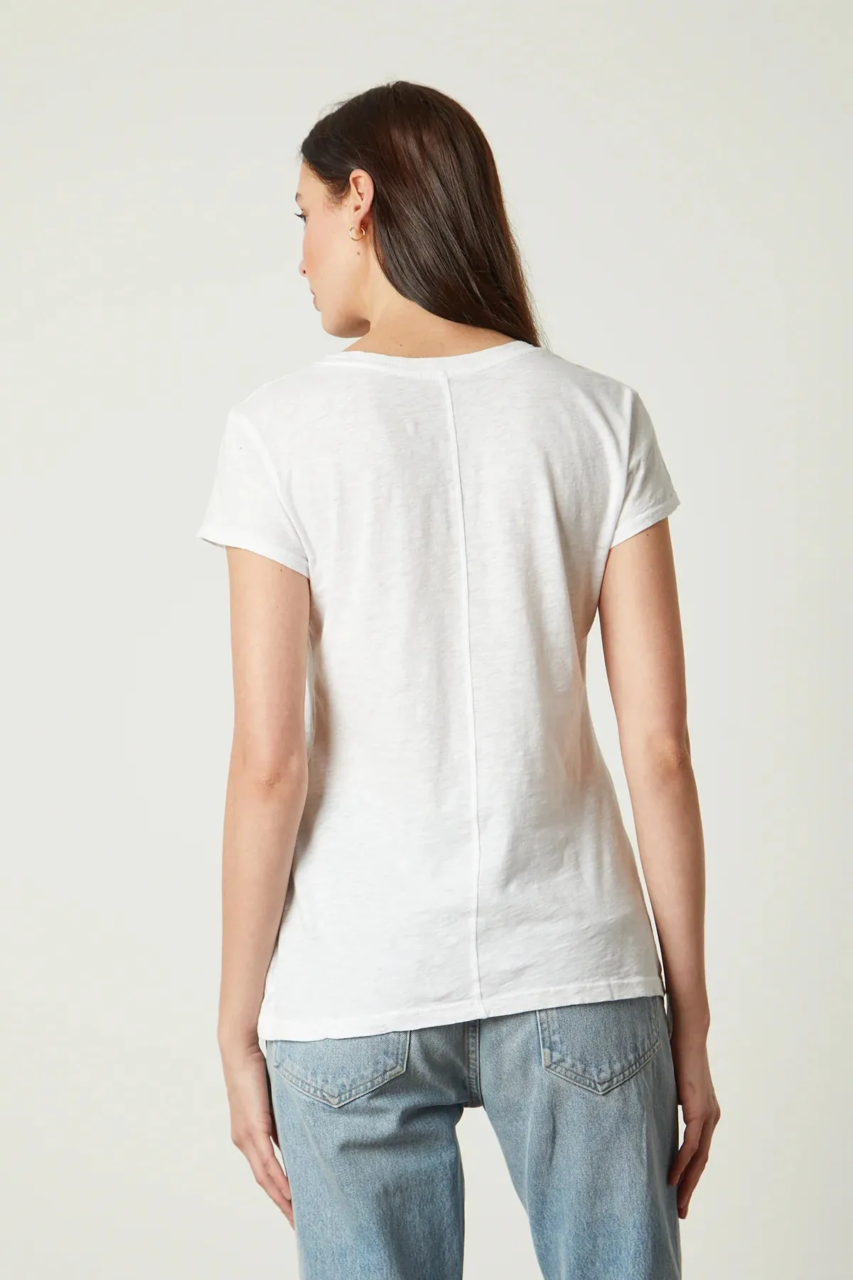 ODELIA Slub Short Sleeve Crew Tee in White