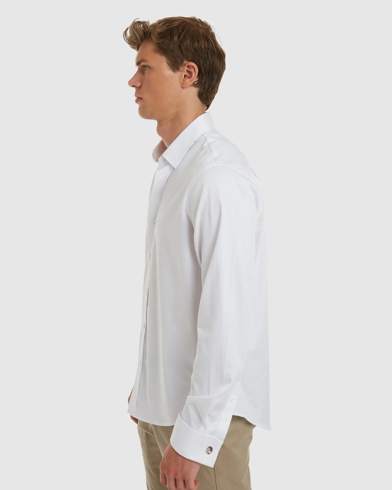 Paris-Casual Formal White Non Iron Cotton Shirt with French Cuffs