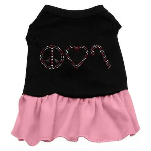 Peace Love Candy Cane Rhinestone Dress Black with Pink Lg (14)