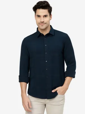 Peacock Blue Solid Slim Fit Party Wear Shirt | JB Studio