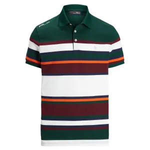 Performance Pique Polo Wine Multi Stripe Moss Agate Multi - AW23