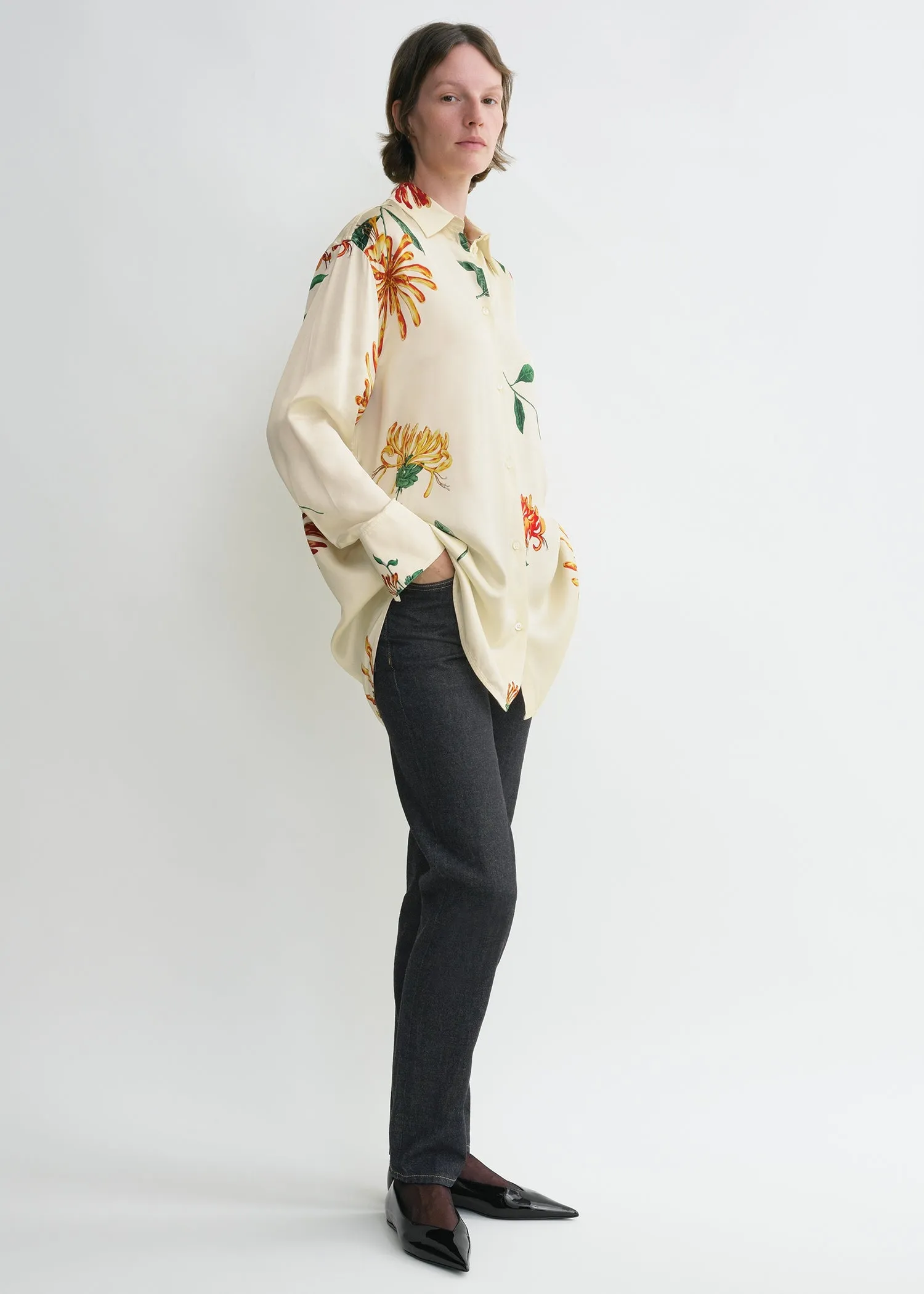 Relaxed honeysuckle shirt ecru/orange