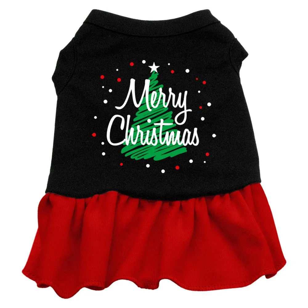 Scribble Merry Christmas Screen Print Dress Black with Red XL (16)